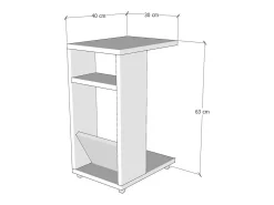 Dmora Mesa de café Dgambazz, Mesa de caféÉ, Suporte de revistas para sofá, Prateleira de sala de estar, 30x40h63 cm,^ Mesa De Centro