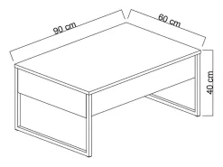 Mesa De Centro|Dmora Mesa de café Dgiagnon, Mesa baixa para café, Porta-revistas para sofá, Prateleira para sala de estar, 90x60h40 cm, e Dourado Branco