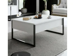 Mesa De Centro*Dmora Mesa de café Dgiagnon, Mesa baixa para café, Suporte para sofá, Prateleira para sala de estar, 90x60h40 cm, Preto e Branco