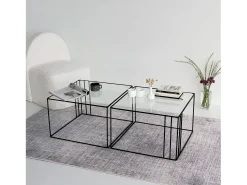 Best Dmora Mesa de café Dkaramok, Mesa de caféFè, Suporte para sofá, Prateleira para sala de estar, 55x55h36 cm, Preto