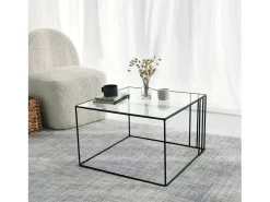 Best Dmora Mesa de café Dkaramok, Mesa de caféFè, Suporte para sofá, Prateleira para sala de estar, 55x55h36 cm, Preto