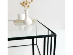 Best Dmora Mesa de café Dkaramok, Mesa de caféFè, Suporte para sofá, Prateleira para sala de estar, 55x55h36 cm, Preto