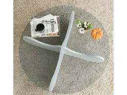Mesa De Centro*Dmora Mesa de café Dlamonic, Mesa de caféÉ, Porta-revistas para sofá, Prateleira para sala de estar, 90x90h30 cm, Branco