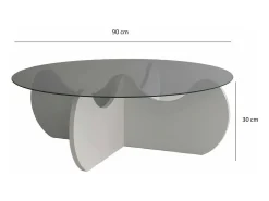 Mesa De Centro*Dmora Mesa de café Dlamonic, Mesa de caféÉ, Porta-revistas para sofá, Prateleira para sala de estar, 90x90h30 cm, Branco