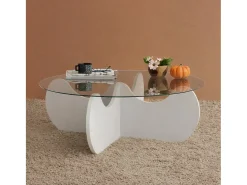 Mesa De Centro*Dmora Mesa de café Dlamonic, Mesa de caféÉ, Porta-revistas para sofá, Prateleira para sala de estar, 90x90h30 cm, Branco