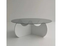 Mesa De Centro*Dmora Mesa de café Dlamonic, Mesa de caféÉ, Porta-revistas para sofá, Prateleira para sala de estar, 90x90h30 cm, Branco