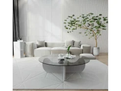 Mesa De Centro*Dmora Mesa de café Dlamonic, Mesa de caféÉ, Porta-revistas para sofá, Prateleira para sala de estar, 90x90h30 cm, Branco
