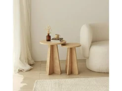 New Dmora Mesa de café Dleoncin, Mesa de café, TrazerIviste para sofá, Prateleira de sala, 40x40h50 cm, Carvalho Castanho