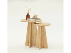 New Dmora Mesa de café Dleoncin, Mesa de café, TrazerIviste para sofá, Prateleira de sala, 40x40h50 cm, Carvalho Castanho