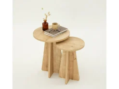 New Dmora Mesa de café Dleoncin, Mesa de café, TrazerIviste para sofá, Prateleira de sala, 40x40h50 cm, Carvalho Castanho