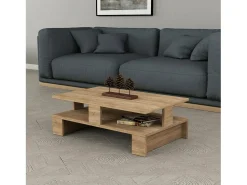 Dmora Mesa de café Dlettier, TaCafé de voo baixo, Porta-revistas para sofá, Prateleira para sala de estar, 80x50h28 cm, Carvalho^ Mesa De Centro