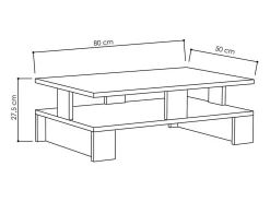 Dmora Mesa de café Dlettier, TaCafé de voo baixo, Porta-revistas para sofá, Prateleira para sala de estar, 80x50h28 cm, Carvalho^ Mesa De Centro