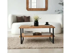Mesa De Centro|Dmora Mesa de café DlionetT, Mesa baixa para café, Porta-revistas para sofá, Prateleira para sala de estar, 85x60h40 cm, Carvalho Castanho