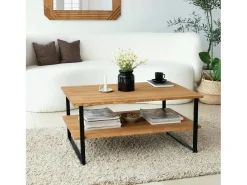 Mesa De Centro|Dmora Mesa de café DlionetT, Mesa baixa para café, Porta-revistas para sofá, Prateleira para sala de estar, 85x60h40 cm, Carvalho Castanho