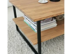 Mesa De Centro|Dmora Mesa de café DlionetT, Mesa baixa para café, Porta-revistas para sofá, Prateleira para sala de estar, 85x60h40 cm, Carvalho Castanho
