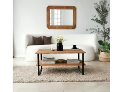 Mesa De Centro|Dmora Mesa de café DlionetT, Mesa baixa para café, Porta-revistas para sofá, Prateleira para sala de estar, 85x60h40 cm, Carvalho Castanho