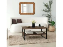 Mesa De Centro|Dmora Mesa de café Dlionett, Mesa baixa de café, Porta-revistas para sofá, Prateleira para sala de estar, 85x60h40 cm, Noz Castanho