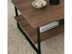 Mesa De Centro|Dmora Mesa de café Dlionett, Mesa baixa de café, Porta-revistas para sofá, Prateleira para sala de estar, 85x60h40 cm, Noz Castanho