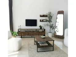 Mesa De Centro|Dmora Mesa de café Dlionett, Mesa baixa de café, Porta-revistas para sofá, Prateleira para sala de estar, 85x60h40 cm, Noz Castanho