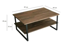 Mesa De Centro|Dmora Mesa de café Dlionett, Mesa baixa de café, Porta-revistas para sofá, Prateleira para sala de estar, 85x60h40 cm, Noz Castanho