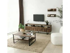 Mesa De Centro|Dmora Mesa de café Dlionett, Mesa baixa de café, Porta-revistas para sofá, Prateleira para sala de estar, 85x60h40 cm, Noz Castanho