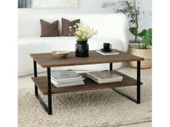 Mesa De Centro|Dmora Mesa de café Dlionett, Mesa baixa de café, Porta-revistas para sofá, Prateleira para sala de estar, 85x60h40 cm, Noz Castanho