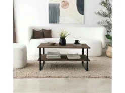 Mesa De Centro|Dmora Mesa de café Dlionett, Mesa baixa de café, Porta-revistas para sofá, Prateleira para sala de estar, 85x60h40 cm, Noz Castanho