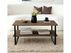 Mesa De Centro|Dmora Mesa de café Dlionett, Mesa baixa de café, Porta-revistas para sofá, Prateleira para sala de estar, 85x60h40 cm, Noz Castanho