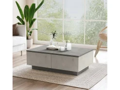 New Dmora Mesa de café Dlucches, Mesa de café, Suporte de sofá, Prateleira de sala, 90x60h32 cm, Prata e Antracite Prateado