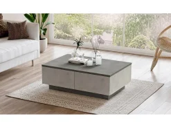 New Dmora Mesa de café Dlucches, Mesa de café, Suporte de sofá, Prateleira de sala, 90x60h32 cm, Prata e Antracite Prateado