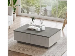 New Dmora Mesa de café Dlucches, Mesa de café, Suporte de sofá, Prateleira de sala, 90x60h32 cm, Prata e Antracite Prateado