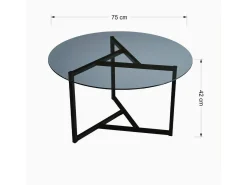 Mesa De Centro|Dmora Mesa de café Dmaccopp, Mesa de café, Porta-revistas para sofá, Prateleira para sala, 75x75h42 cm, Torta e Preto Cinzento