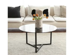 Mesa De Centro|Dmora Mesa de café Dmaccopp, Mesa de café, Porta-revistas para sofá, Prateleira para sala, 75x75h42 cm, Torta e Preto Cinzento