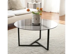 Mesa De Centro|Dmora Mesa de café Dmaccopp, Mesa de café, Porta-revistas para sofá, Prateleira para sala, 75x75h42 cm, Torta e Preto Cinzento