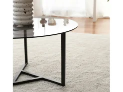 Mesa De Centro|Dmora Mesa de café Dmaccopp, Mesa de café, Porta-revistas para sofá, Prateleira para sala, 75x75h42 cm, Torta e Preto Cinzento