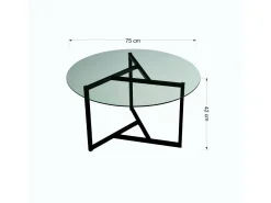 Outlet Dmora Mesa de café Dmaccopp, Mesa baixa para café, Suporte para sofá, Prateleira para sala, 75x75h42 cm, e Transparente Preto