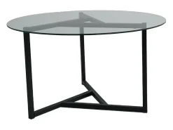 Outlet Dmora Mesa de café Dmaccopp, Mesa baixa para café, Suporte para sofá, Prateleira para sala, 75x75h42 cm, e Transparente Preto