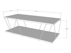 Online Dmora Mesa de café Dmarches, Mesa baixa de café, Porta-revistas para sofá, Prateleira de sala de estar, 120x50h30 cm, Antracite e Preto