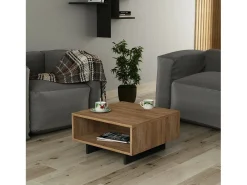 New Dmora Mesa de café Dmasolin, Mesa de café, Suporte de sofá, Prateleira de sala, 60x60h32 cm, Carvalho e Antracite Castanho
