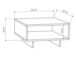 New Dmora Mesa de café Dmasolin, Mesa de café, Suporte de sofá, Prateleira de sala, 60x60h32 cm, Carvalho e Antracite Castanho