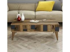 Mesa De Centro|Dmora Mesa de café Dminut, Mesa de café, Porta-revista para sofá, Prateleira de sala, 105x60h38 cm, Nogueira e Antracite Castanho
