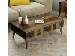 Mesa De Centro|Dmora Mesa de café Dminut, Mesa de café, Porta-revista para sofá, Prateleira de sala, 105x60h38 cm, Nogueira e Antracite Castanho