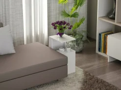 Mesa De Centro*Dmora Mesa de café DmoLo, Mesa baixa para café, Porta-revistas para sofá, Prateleira para sala de estar, 35x30h60 cm, Branco
