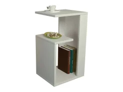 Mesa De Centro*Dmora Mesa de café DmoLo, Mesa baixa para café, Porta-revistas para sofá, Prateleira para sala de estar, 35x30h60 cm, Branco