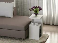 Mesa De Centro*Dmora Mesa de café DmoLo, Mesa baixa para café, Porta-revistas para sofá, Prateleira para sala de estar, 35x30h60 cm, Branco