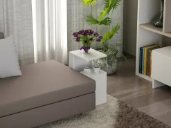 Mesa De Centro*Dmora Mesa de café DmoLo, Mesa baixa para café, Porta-revistas para sofá, Prateleira para sala de estar, 35x30h60 cm, Branco