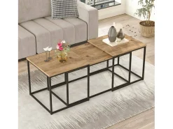 Dmora Mesa de café Dnocer, Mesa de café, Suporte de mesa para sofá, Prateleira de sala, 190x50h48 cm, Carvalho^ Mesa De Centro