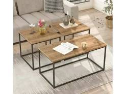 Dmora Mesa de café Dnocer, Mesa de café, Suporte de mesa para sofá, Prateleira de sala, 190x50h48 cm, Carvalho^ Mesa De Centro