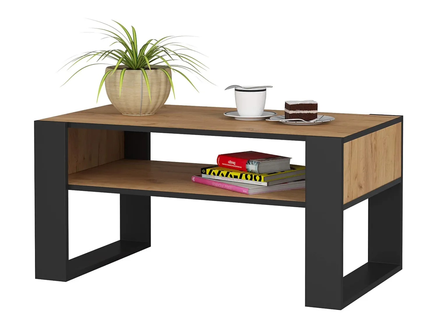 Best Akord Mesa de Café DOMI Carvalho Craft/Preto Preto / Natural escuro