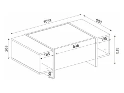 Dmora Mesa de café Dpagliar, Mesa baixa para café, Suporte para sofá, Prateleira para sala, 104x60h37 cm, e Dourado^ Mesa De Centro